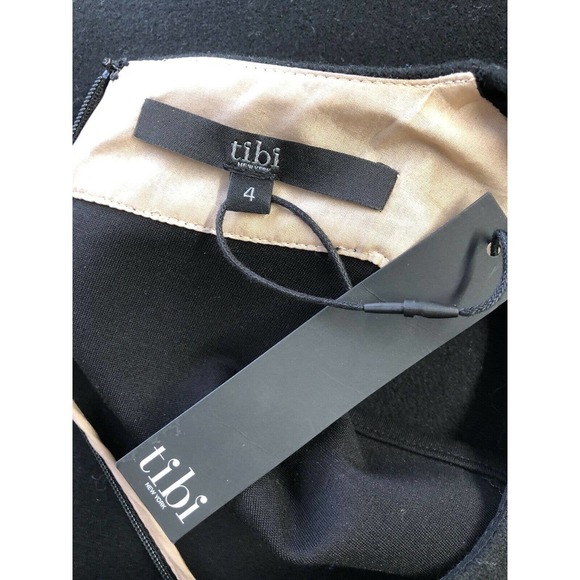 Tibi Dress Sheath Black Silk Lined NWT Wool Dress D3 - Picture 6 of 7